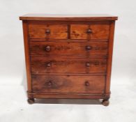 19th century mahogany chest of two short over three long drawers, the rectangular top with rounded