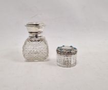 Silver and turquoise-coloured glass dressing table bottle marked 'Sterling' and a glass dressing