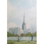 Kenneth Pengelly (20th century) Watercolour drawing Chichester from the South West [Chichester
