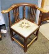 Georgian corner chair with grospoint woolwork seat