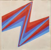 Roger Huggett (20th century) Limited edition print  Abstract shapes in blue and red, signed and