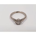 18ct white gold solitaire ring in slight illusion setting, the stone approximately 0.4ct