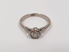 18ct white gold solitaire ring in slight illusion setting, the stone approximately 0.4ct