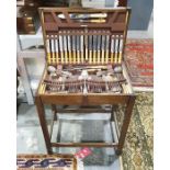 Art Deco style oak canteen table of electroplated cutlery, with knives with plastic handles, by