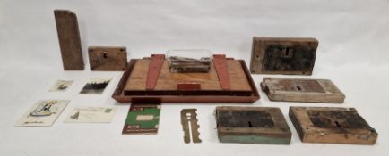 Collection of vintage locks, keys, nails and a press