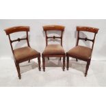 Three 19th century mahogany chairs with drop-in seats, on turned and carved front legs (3)