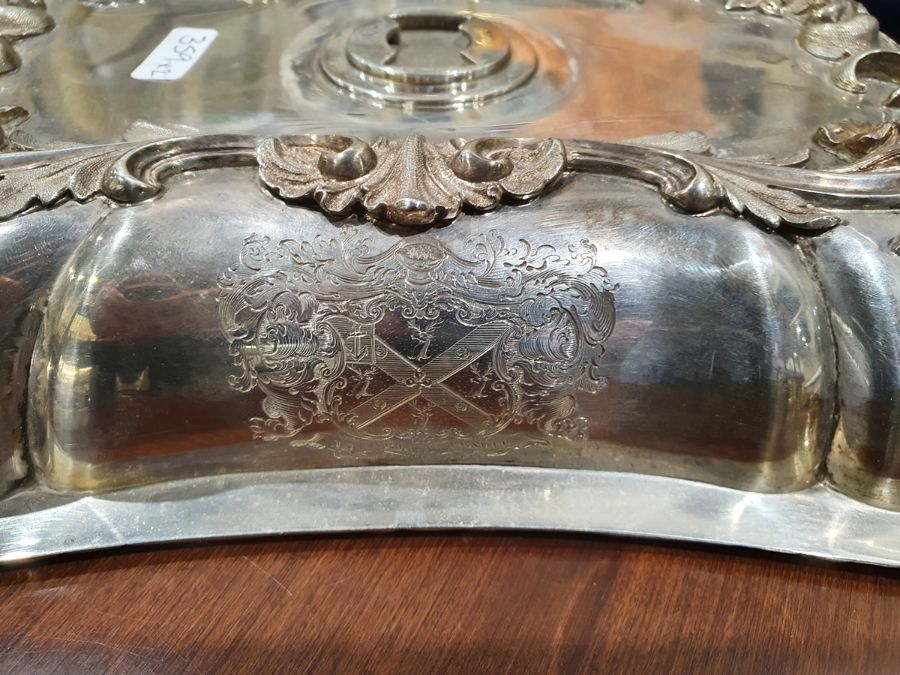 Pair of Victorian silver tureens with silver castle handles, scrolling rococo-style decorated lid - Image 9 of 32