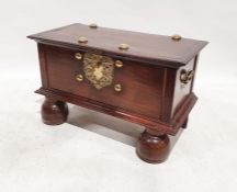 Hardwood coffer, possibly 18th century Dutch colonial, the rectangular top with cleated edges,