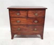 Georgian mahogany chest of two short over two long drawers, with brass handles and escutcheons, 90cm