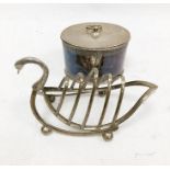 Old Sheffield plated tea caddy, oval and straight-sided, circa 1790 and a swan-pattern EPNS toast