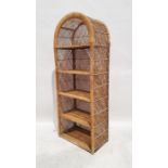 Modern bamboo arch-top open shelving unit, 173cm x 66cm x 39cm