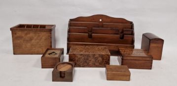 Late 19th/early 20th century mahogany letter holder with four sloping trays 21cm, a mahogany and