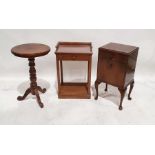 20th century tripod table, a bedside table with three-quarter gallery top and single drawer and