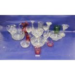 Set of four Stuart wine/water glasses with cut fern decoration 12.5cm, and matching water jug
