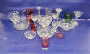 Set of four Stuart wine/water glasses with cut fern decoration 12.5cm, and matching water jug