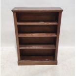 20th century oak open bookcase on plinth base, 105cm x 75cm x 20.5cm