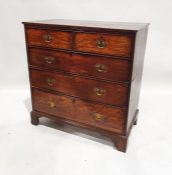 George III oak chest of two short and three long graduated drawers, all with brass drop handles