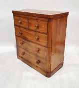 Late 19th/early 20th century satinwood chest of two short over three long drawers, to plinth base,