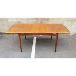 G-Plan teak extending dining table 73cm x 147cm x 88.5cm un-extended, 73cm x 192cm x 88.5cm