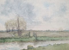 Kenneth Pengelly (20th century) Watercolour drawing Labelled verso 'Romney Marsh', watercolour no.1,