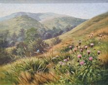 Richard Tratt "The Purbeck Hills, Barrard Down", signed and dated 1993 lower left, label verso Peter