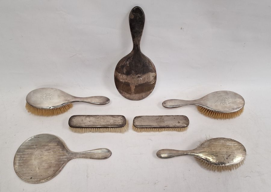 Various silver-backed dressing table mirrors and brushes, various makers marks and styles (7) - Image 2 of 8