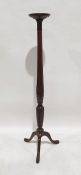 Early 20th century aspidistra stand on faceted column with wheatear carved decoration to tripod
