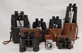 Collection of vintage and modern binoculars to include Faria Freres 8x25, Tento USSR 12x40, Chinon