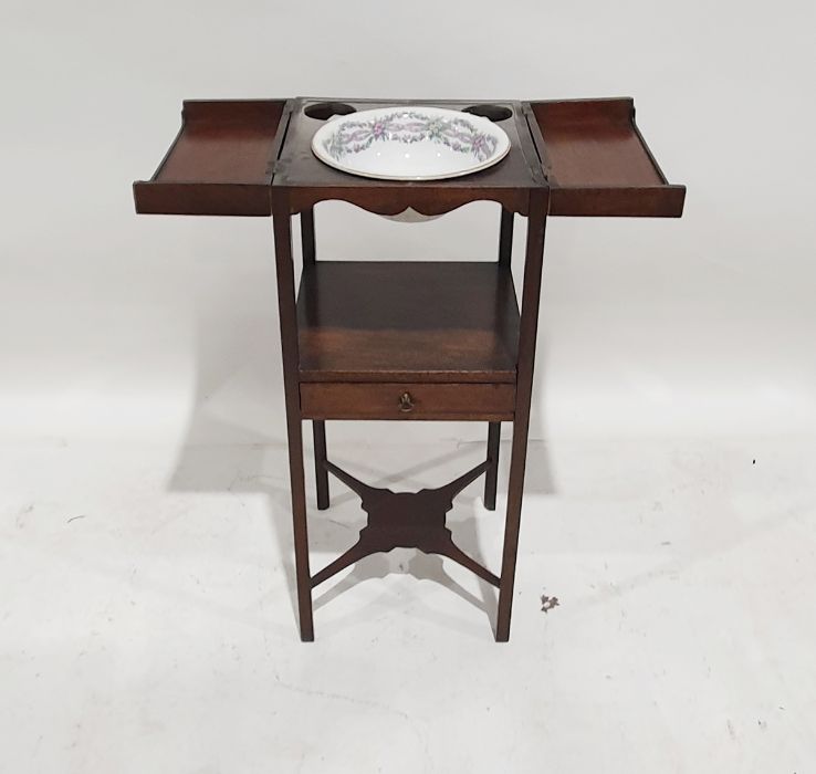 Victorian octagonal-top work table on tripod base and a mahogany three-tier washstand (2)