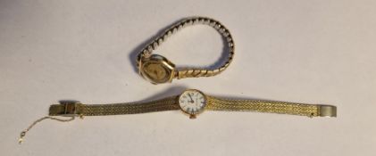 Recta lady's 9ct gold-cased wristwatch with Roman numerals and subsidiary second hand dial, with