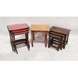 20th century mahogany nest of three leather-topped tables and a further coffee table (2)