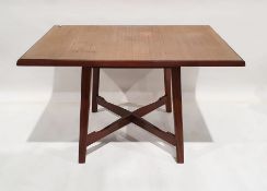 20th century Art Deco mahogany rectangular dining table on tapering supports to X-stretchered