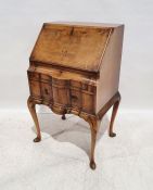 20th century mahogany bureau of two drawers, on cabriole legs, 100cm x 59cm x 44cm