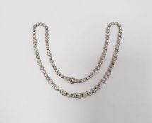 18k white gold and diamond necklace set with approximately 90 graduated diamonds, claw-set, 10.4ct