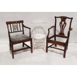 White painted stickback chair and two carvers (3)