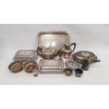 Electroplated wares to include teapot, tureens and plastic handled cutlery (1 box)