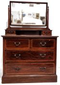 Early 20th century mahogany and satinwood banded dressing chest of two short over two long