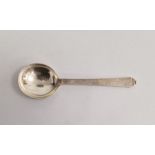 Danish silver serving spoon by Georg Jensen, stamped 'Denmark Sterling', mid-20th century, with a