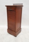 Early 20th century mahogany filing chest/music cabinet with tambour front enclosing shelves, to