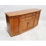 Modern oak sideboard with two drawers and four cupboard doors, 86cm x 161cm x 46cm