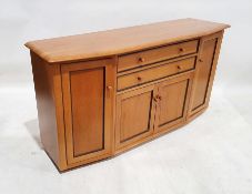 Modern oak sideboard with two drawers and four cupboard doors, 86cm x 161cm x 46cm