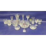Set of nine Dartington glass champagne flutes with internal bubble to stems 16cm, a set of six