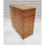 Modern hardwood nest of five drawers 83cm x 76cm x 38.5cm