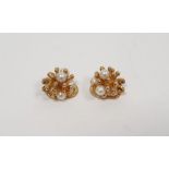 Pair of 9ct yellow gold and pearl earrings, stamped 375, approx. 3g