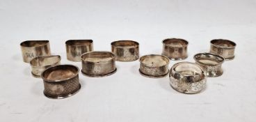 11 assorted silver napkin rings, assorted dates and makers, 6.7ozt (11)