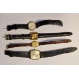 Bentima gentleman's wristwatch and three lady's wristwatches, various, all with leather straps (4)