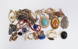 Collection of sundry costume and other jewellery, to include a Mexican silver pendant set with green