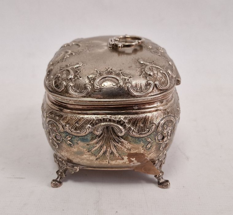 19th century continental silver-coloured bombe shaped tea caddy, indistinctly hallmarked to gilt - Image 2 of 3