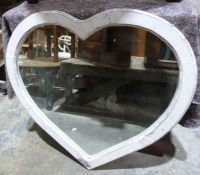 Modern heart shaped mirror in white painted frame