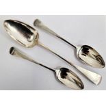 Georgian silver serving spoon, George Turner, Exeter 1812 and a pair of Georgian silver spoons, 7.